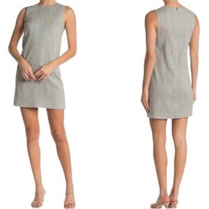 Theory Linen Blend Easy Shift Dress in Multi Stripe size 2